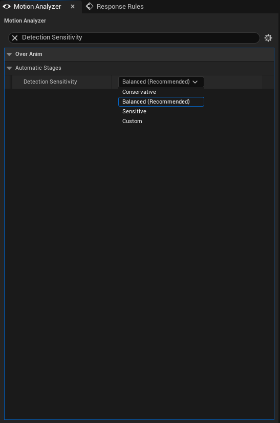 Selecting Motion Analyzer Sensitivity